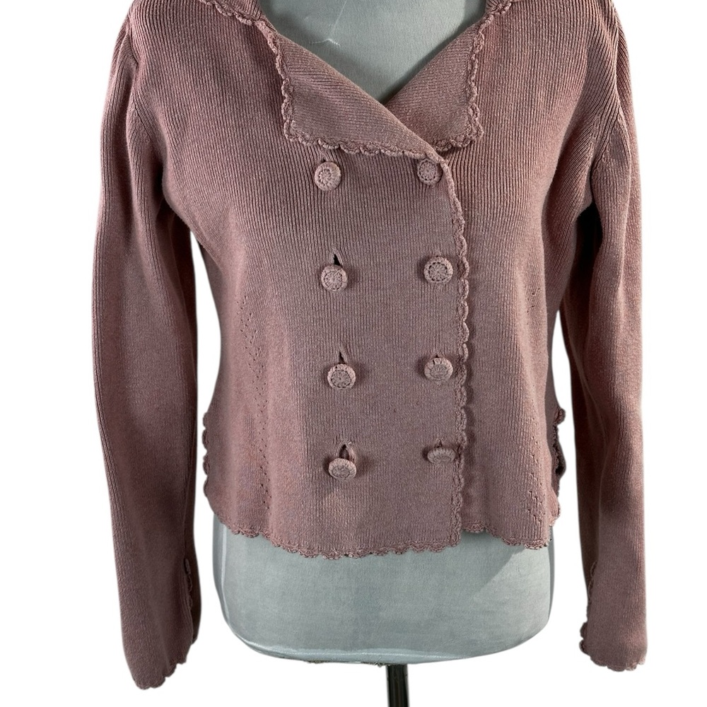 Vintage In Touch Dusty Rose Crochet Button Cardigan – Soft Girl / Coquette Read